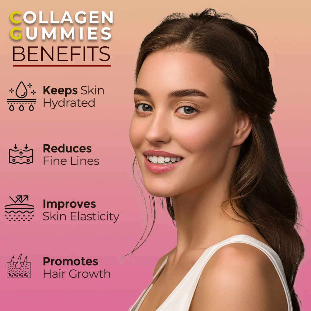 Collagen gummies benefits: hydration, fine lines, elasticity, hair growth